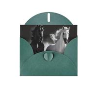 Black and White Horses Running Greeting Cards Blank Note Cards with Envelopes Happy Birthday Card Thank You Card Wedding Party Invitation Cards for All Occasions 4x6 Inch