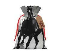 Black And White Horses Running Print Gift Versatile Bags Reusable Drawstring Festive Pouches For Party Favors Season