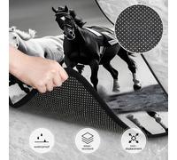 Black And White Horses Running Print Universal Car Floor Mats,4 Piece Set In Classic Car Carpet Mats,Polyester Automotive Mats