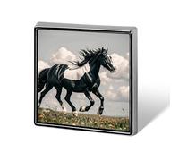 Black And White Horses Running Square Lapel Pins Backpack Pin Cute Brooch Decoration Brooches for Women Men Fashion Button Badges for Hat Backpacks Purses Jackets Shirt Suit