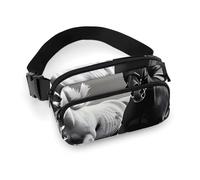 Black And White Horses Running Waist Bag Fashion Fanny Bag with Adjustable Strap for Outdoor Workout Cycling Unisex, white, 20x13cm, Waist Bag