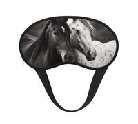 Black and White Horses Sleep Mask for Side Sleepers: Blackout Eye Masks for Sleeping - Soft Breathable Soft Eye Shade Cover for Travel - Adjustable Night Blindfold for Men Women Gifts