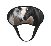 Black and White Horses Sleep Mask for Side Sleepers: Blackout Eye Masks for Sleeping - Soft Breathable Soft Eye Shade Cover for Travel - Adjustable Night Blindfold for Men Women Gifts