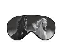 Black and White Horses Sleep Mask with Adjustable Strap, Comfortable & Soft Eye Mask for Sleeping Light Blocking, Lightweight & Breathable Eye Cover for Men Women
