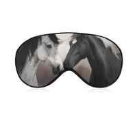 Black and White Horses Sleeping Mask, Light Blocking Eye Mask, Comfortable and Soft, Eye Cover with Elastic Band, Suitable for Men and Women, Suitable for Travel/Sleeping