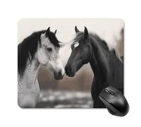 Black and White Horses Square Mouse Pad Portable Computer Mousepad with Non-Slip Rubber Base 25 * 30cm Ultra-Thin Gaming Mouse Mat for Computer Laptop Office Desk Accessories