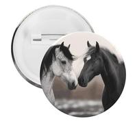 Black And White Horses Tinplate Badge Personalized Round Brooch Large Craft Button Suitable for Teachers, Nurses, Doctors, Staff, Party Gift Accessories, 5PCS, Plastic, plastics