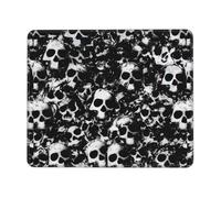 Black And White Human Skull Multi-Size Rubber-Edged Gaming Mouse Pad (Landscape) â€“ Full-Print, Eco-Friendly 100% Polyester Surface With 3mm Non-Slip Rubber Base For Office, Study & Pc/Console Use