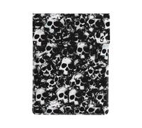 Black And White Human Skull Premium Leather Laptop Sleeve – Stylish 13 Inch Macbook Case With Full-Print Design For 2018 And Newer Models