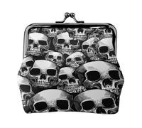 Black and White Human Skull - Print Women's Compact Coin Purse with Lock Waterproof for Travel Gifts