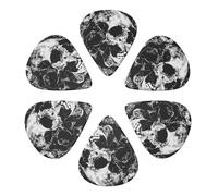 Black And White Human Skull Printed Guitar Picks -6 Pcs Guitar Picks Plectrum,Guitar Accessories,Electric Guitar Pick, Bass & Ukulele 0.96mm