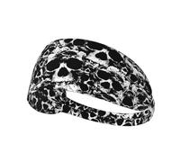 Black and White Human Skull Printed Running Headband Women, Foldable Adjustable Width, Non Slip for Workout Washing and Spa