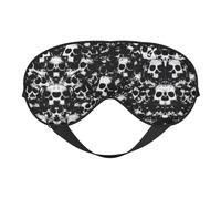 Black and White Human Skull Soft Eye Mask Comfortable Sleep Mask with Adjustable Strap Breathable Fabric for Home Travel Camping & More