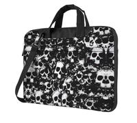 Black And White Human Skull Ultra-Thin Portable Shoulder Laptop Bag - Lightweight Handheld Computer Bag With Padded Protection, Multiple Carry Options & Stylish Design