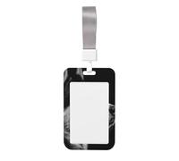 Black and White Husky Portrait Sliding Id Badge Holder Hard Plastic Work Card Case Name Tag Protector for Nurses Office