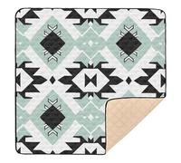 Black and White Illustration Design Aztec Mint Cute Foldablhick Play mat for Baby for Floor Cozy Breathable Foldable Kicking Mat for Babies Infants Toddlers, 50'' x
