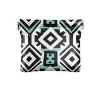 Black and White Illustration Design Mint Women's Small Leather Coin Purse Cute Mini Coin Purse Pouches for Girls Ladies Handbag