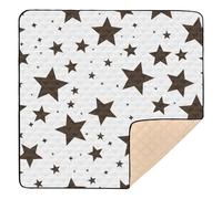 Black and White Illustration Design Stars Brown Large Stylish Baby Play Mat for Floor Lightweight Foldable Infant Play Mat for Baby Toddler Infant, 50'' x 50''con Musica para Bebes