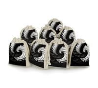 Black And White Image Bunches Pocket Cotton And Hemp with Drawstring 8 Pieces Reusable Gift Bags Jewelry Pouch for Wedding DIY Craft Party (4.9 X 6.7 Inch)