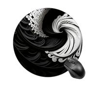 Black and White Image Mouse Pad Round Laptop Mouse Mat Cute Computer Mousepad Keyboard Pad Non-Slip Desk Pads for Gaming Office Work Home