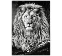 Black And White Image Of Majestic Lion - Premium 1000 pieces Puzzle - MyPuzzle special collection from Puzzle Galaxy