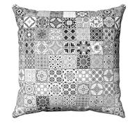 Black and White Indian Cushion Covers Mandala Covers Tapestry Boho style bohemian Elephants, Geomteric, Yin Yang, Mosiac, Floral Round Pillow Cases 16”x 16" inch (40 x 40 cms) Square (MOSIAC)