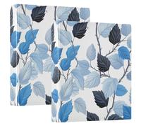 Black and White Ivy Cyan 1-1/2 Inch Notebook Binders 3-Ringing with Pockets 1/2 Pack Aesthetic Binder 200 Sheets