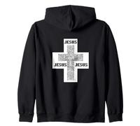 Black and White Jesus Cross for Teenagers Zip Hoodie