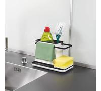 (Black and White) Kitchen Sponge Cloth Holder Sink Caddy Organizer