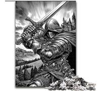 Black And White Knight Jigsaws Puzzles 1000 Pieces for Adults Gifts, Challenging Game Toys Wall Decoration Unique Birthday And Xmas Gifts (50x75cm)