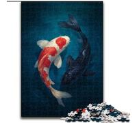 Black And White Koi Jigsaw Puzzles for Adults Teenagers Jigsaws Puzzle, Brain Intelligence Challenge Addictive Toys for Home Decoration (size 26x38cm)