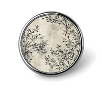 Black And White Leaves Badges Decorative, Durable Aluminum Alloy Round Badge, Lightweight Button Brooch for Shirts, Jackets, Hats, Uniforms 1"