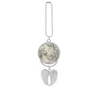 Black and White Leaves Car Pendant, Rear View Mirror Hanging Ornament, Auto Decor for Rearview Mirror, Keychain Silver-Style