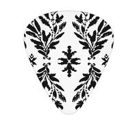 Black and white leaves Print Guitar Picks 12-Pack - Assorted Thickness Picks (0.46 mm, 0.71 mm, 0.96 mm) with Storage Box & Assorted Unique Design for Acoustic, Electric, Bass, and Ukulele Players