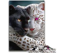 Black And White Leopard 2000 Piece Jigsaw Puzzle for Adults Teens,Challenging To Complete But Fun And Humorous with Matching Poster And Trivia Sheet (70X100cm)
