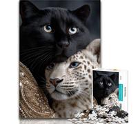 Black And White Leopard 2000 Piece Jigsaw Puzzles,Challenging To Complete But Fun And Humorous with Matching Poster And Trivia Sheet 70x100cm