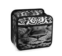Black And White Leopard Face Car Backseat Organizer with Clear Tablet Holder, Multi Pockets Waterproof Oxford Kick Mat Storage Bag, Universal Auto Seat Back Storage Caddy for Drinks Travel Essentials