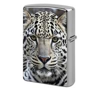 Black and White Leopard Face Lighter Case Double-Sided Graffiti Lighter Holder - Metal Lighters Protective Cover, Universal Fit for Standard Lighters, Stylish Gift for Men & Women