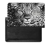 Black And White Leopard Face Passport Holder for Women Men Slim Travel Wallet Travel Document Organizer ID Card Protector Case Holders PU Leather Passport Cover Credit Card Holder