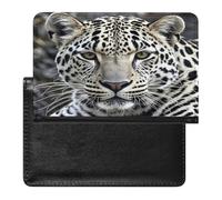 Black And White Leopard Face Passport Holder Passport Cover Protector Essentials with Credit Card Slots for Women Men