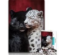 Black And White Leopard Jigsaw Puzzles for Adults 1000 Piece Puzzle,Learning Educational Toy for Is Ideal As A Gift for The Whole Family 38x26cm