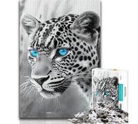 Black And White Leopard Jigsaws Puzzles 1000 Pieces for Adults Gifts,Challenging Game And Family Play Wall Decoration Unique Birthday And Xmas Gifts (38x26cm)