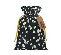 Black and White Leopard print Drawstring Gift Bag for Wedding Party Birthday Unique Present Bag Reusable Canvas Bag,1 Piece M