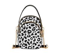 Black and White Leopard Print Minimalism trendy cross body travel bag with multi pockets handbags for birthday gifts
