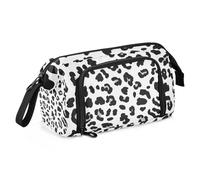 Black and White Leopard Print Minimalist Pencil Case Large Capacity Cute Pencil Bag with Slot for Student Elementary