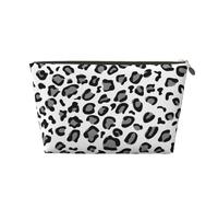 Black and White Leopard Print Travel Makeup Bag Cosmetic Toiletry Bag Wash Bag Multifunctional Storage with Zipper for Women Girls Gold