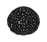 Black and White Leopard Printed Bathing Cap, Dual Layer Hair Protector, Elastic Hair Cover For Washing Face, 10.6in/27cm