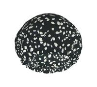 Black and white leopard reusable luxury shower cap for women, double layers protective elastic for ladies spa salon