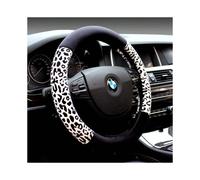 (Black and white leopard, Type D) Autumn and winter car steering wheel cover leopard print plush cover winter warm non-slip four seasons universal