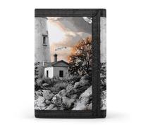 Black and White Lighthouse Casual Trifold Wallets for Men with 8 Credit Card Slot Clutch Trendy Coin Purse